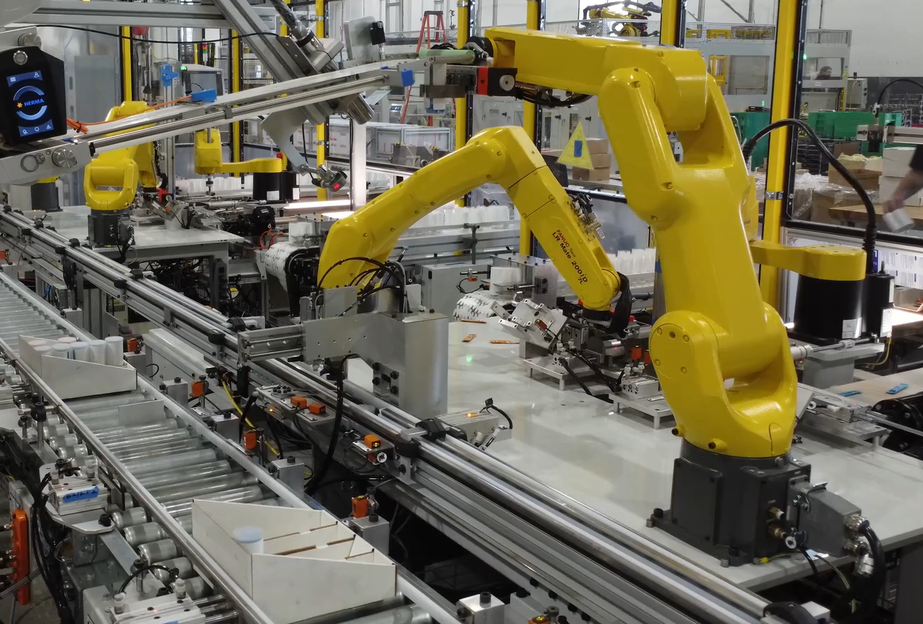 warehouse production line automation with FANUC robotic cells from Matrix Design