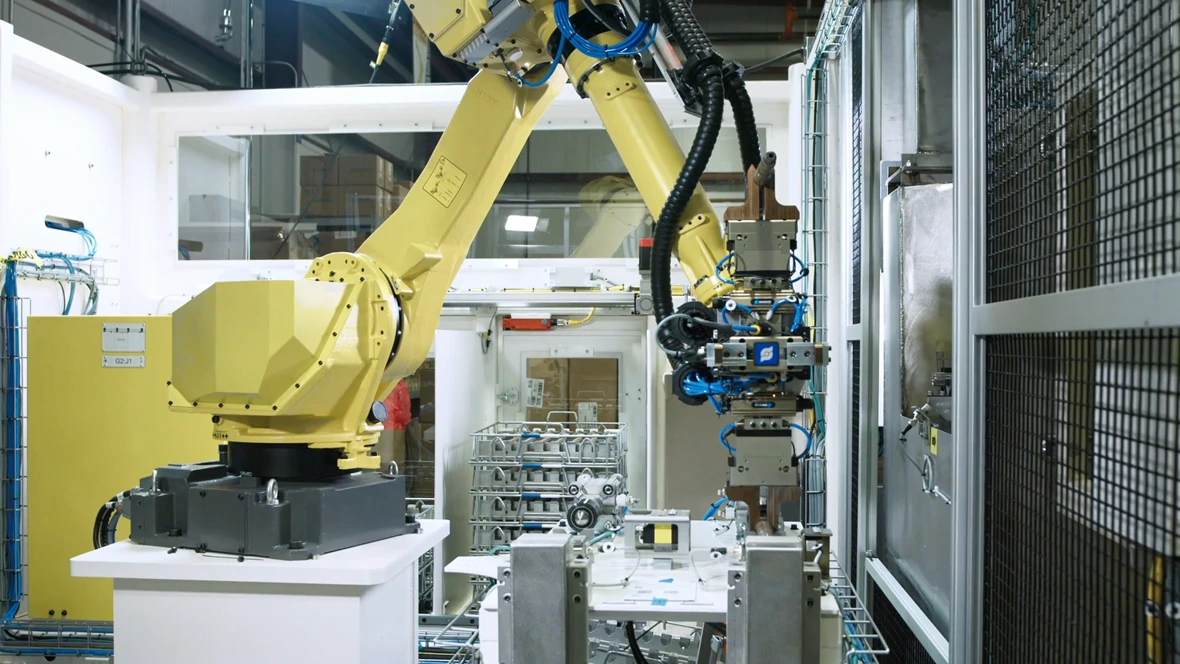 Robotic Cell In Action Matrix Design Automated Washing and Gauging